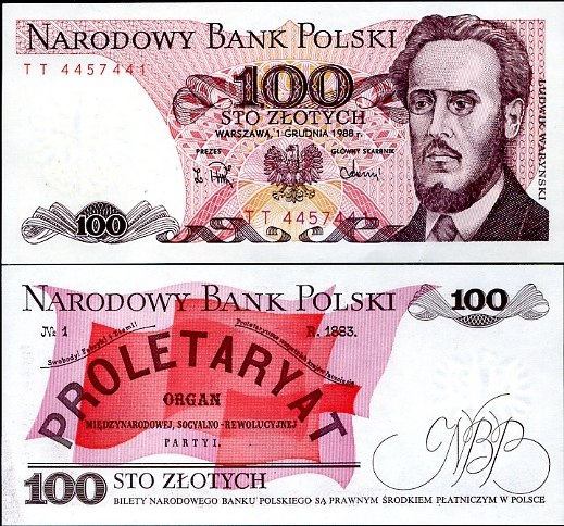 100 Zlotych Poľsko 1988, Pick 143e