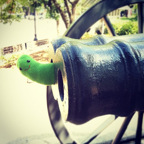 Pickle Plush at the double barrel cannon, Athens, Georgia. #etsyeverywhere