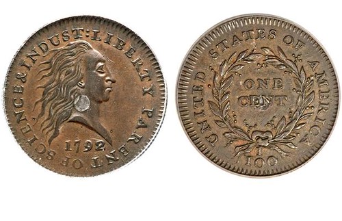 1792 silver center cent obv rev