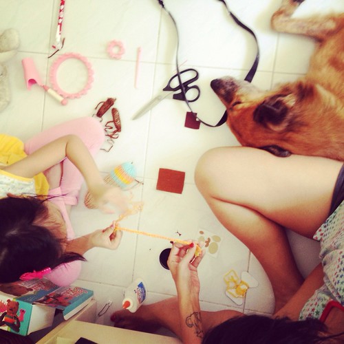 craft day with the kids (dog included)