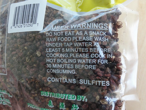 Szechuan peppercorn warning label