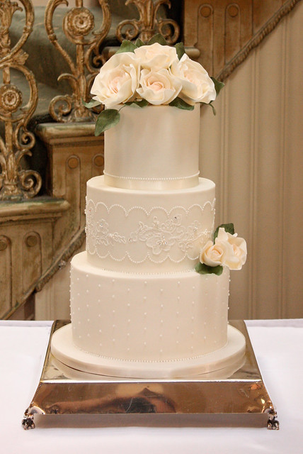 Ivory and lace wedding cake We had a few of our gorgeous brides get married