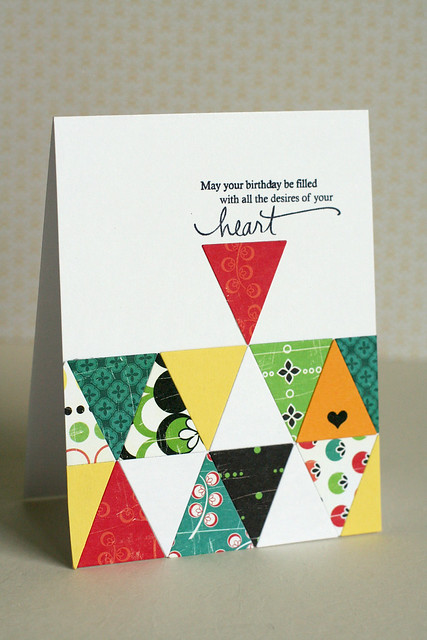 Triangle quilt birthday card PTI banner die_2