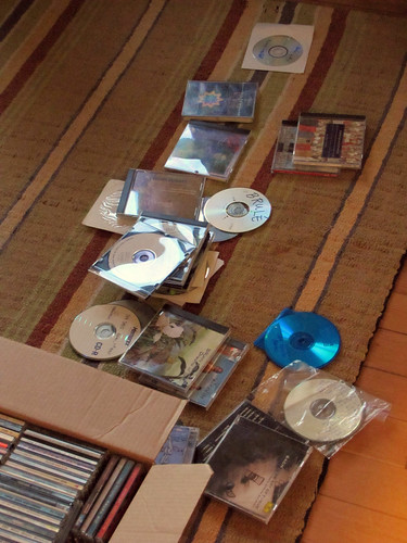 CDs on the floor