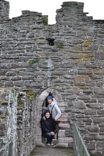 Crammed in a doorway on the Conwy city walls