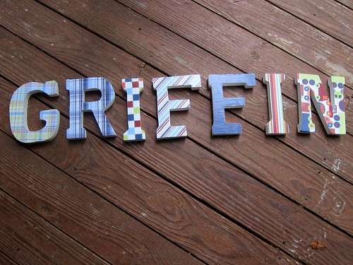 Decoupaged Griff letters