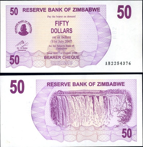 50 Dolárov Zimbabwe 2006, Pick 41