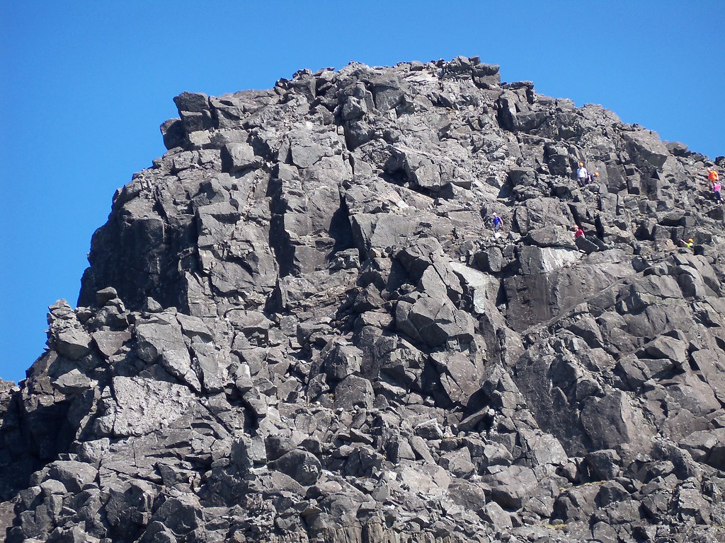 Climbers making there way down Sgurr Mhic Choinnich