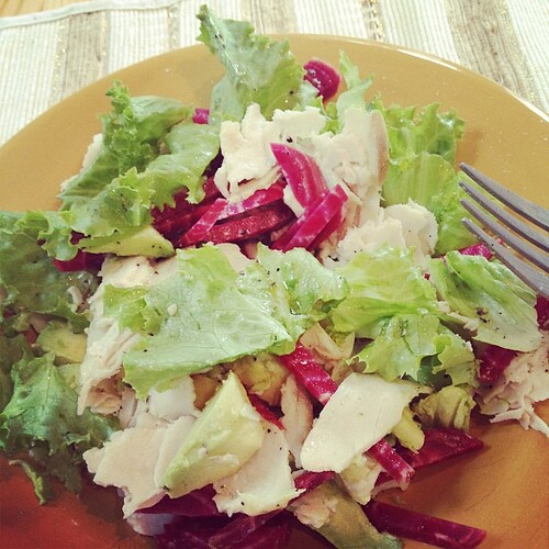 Sometimes your lunch can surprise you. Really good random salad! by elletrain