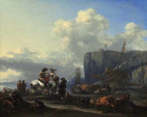 Nicolaes Pieterszoon Berchem - View of an Italian Port by Gandalf's Gallery
