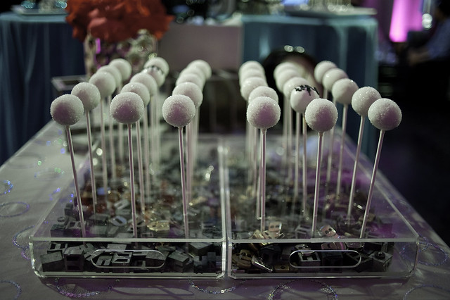 White Sparkle Sugar Cake Pops in Clear Tray Display