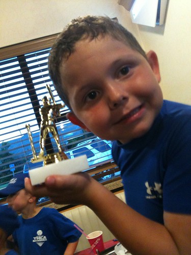 Zach Getting His T-Ball Trophy 5-30-2012