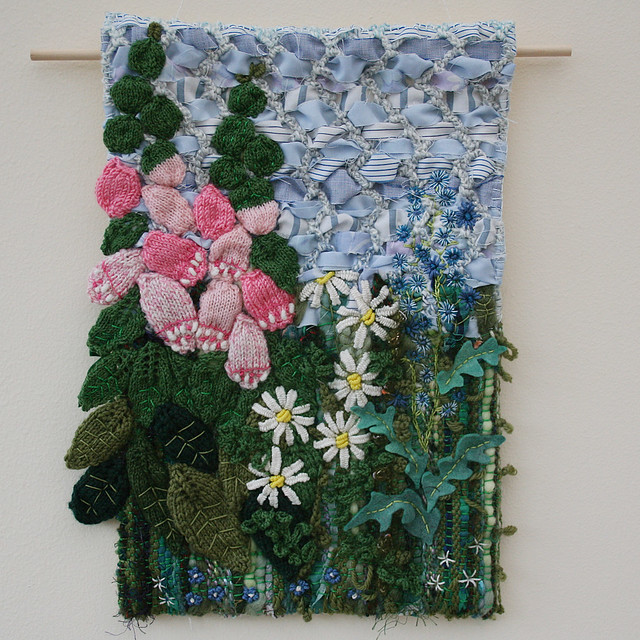 Textile Hanging - Foxglove and Daisies