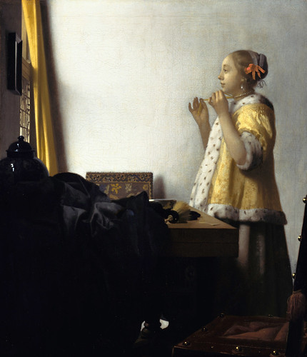 Jan Vermeer - Young Woman with a Pearl Necklace [c.1662] by Gandalf's Gallery
