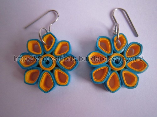 Handmade Jewelry - Paper Quilling Flower Earrings (Diamond Petals 1) QF3 by fah2305