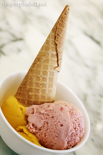 Strawberry Ice Cream and Mango Sorbet