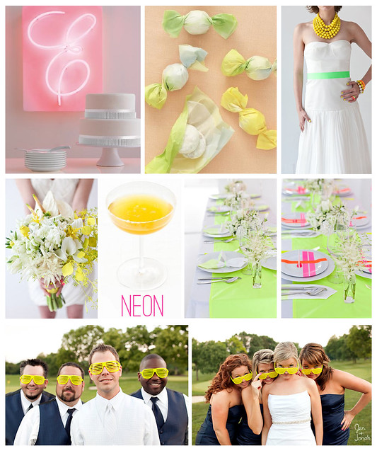 Here are a few neon wedding ideas for daring couples with trendy tastes to