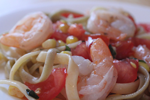 Close up Summer Shrimp Pasta
