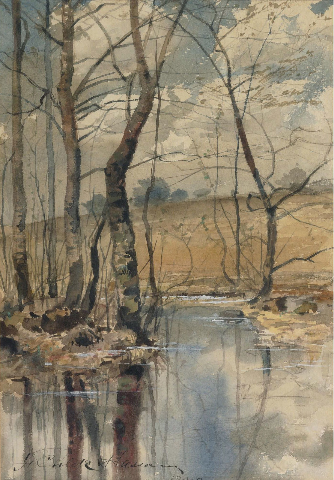 Woodland Pond by Frederick Childe Hassam - 1882