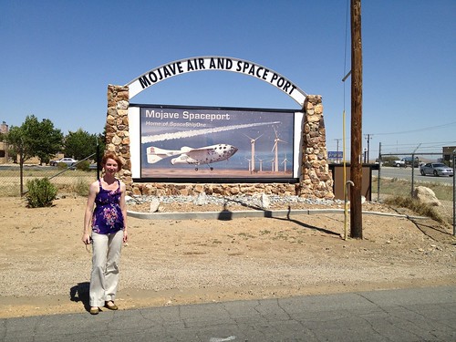 Emily and Mojave Spaceport sign