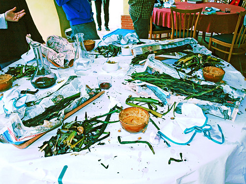 Aftermath of calcots session in Catalunya