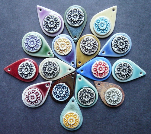 Porcelain flower drop pendants