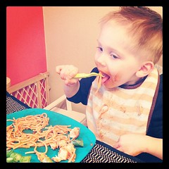 Mmmmmm spaghetti! #latergram #masterquinn #food #kids