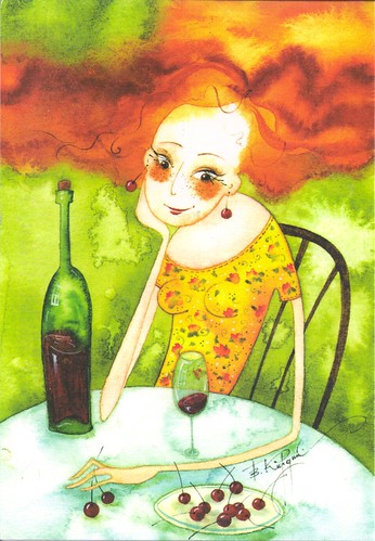 Viktoria Kirdy-Red Haired Lady & Wine