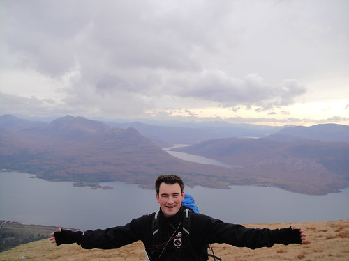On the grassy slopes of Tom na Gruagaich with Loch Torridon behind