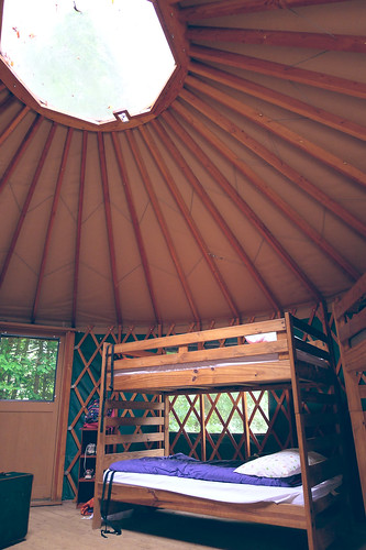 Inside our yurt.