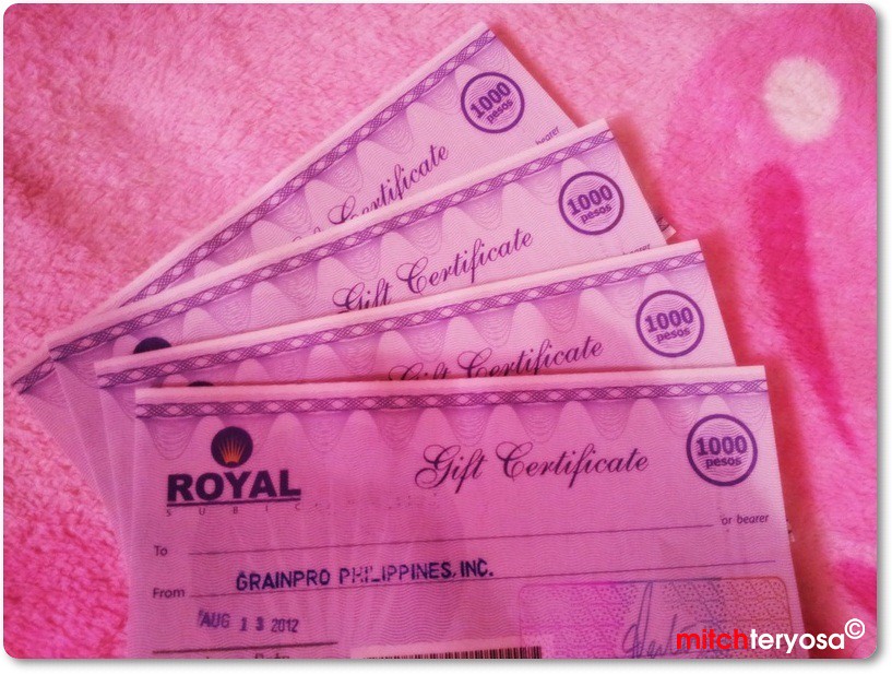 Royal Duty Free Gift Certificates