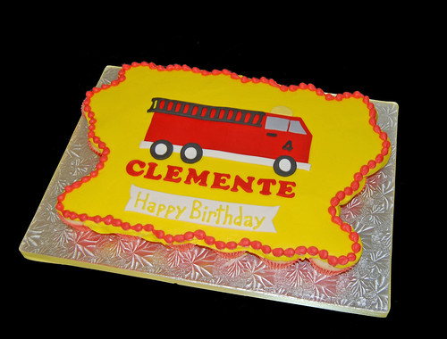 4th birthday fire truck cupcake cake