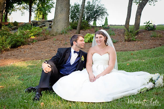 Wedding couple in grass