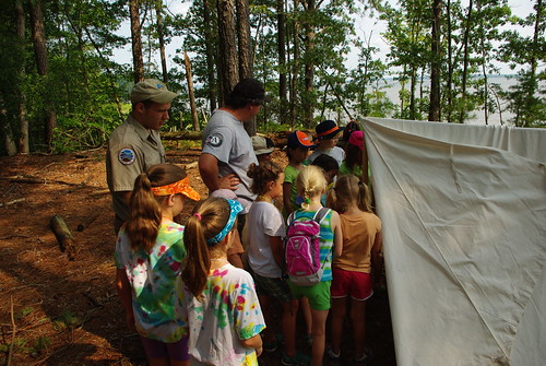 Kids learning soldier skills at York River State Park
