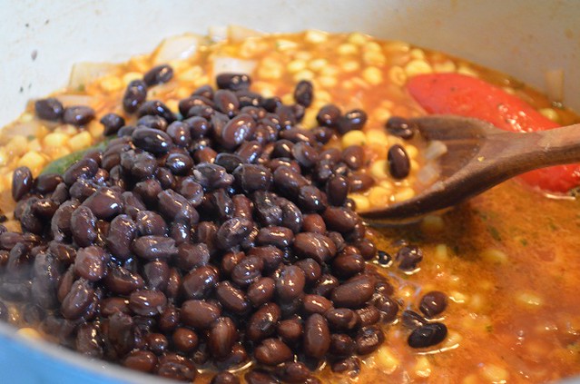 adding black beans to soup base