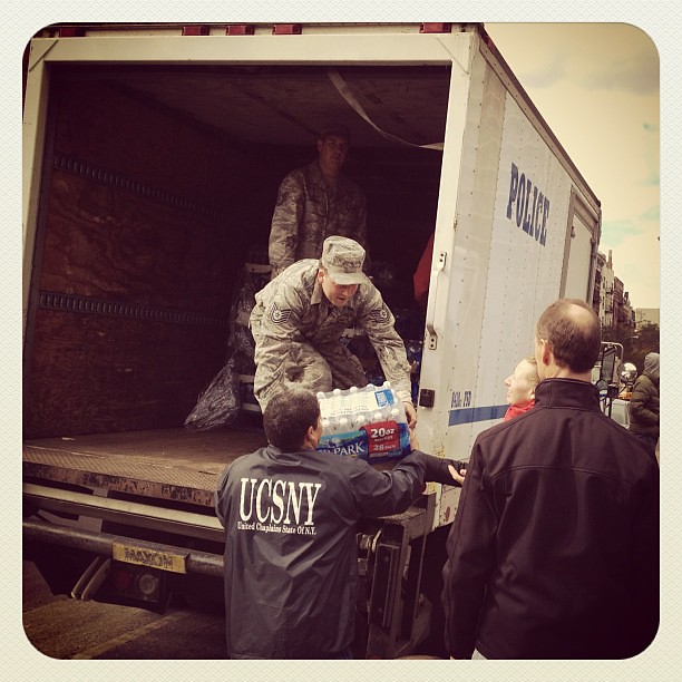 National Guard unloading water crates on E 10th St #alphabetcity  #nyc