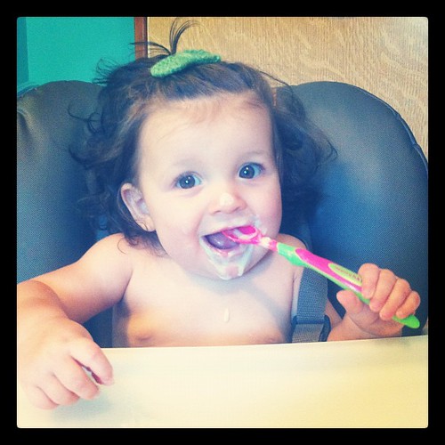 Iris loves yogurt. #bbhungrybaby