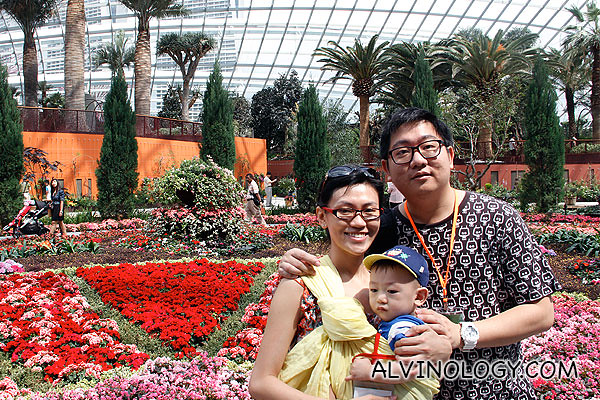Happy family at the Flower Dome
