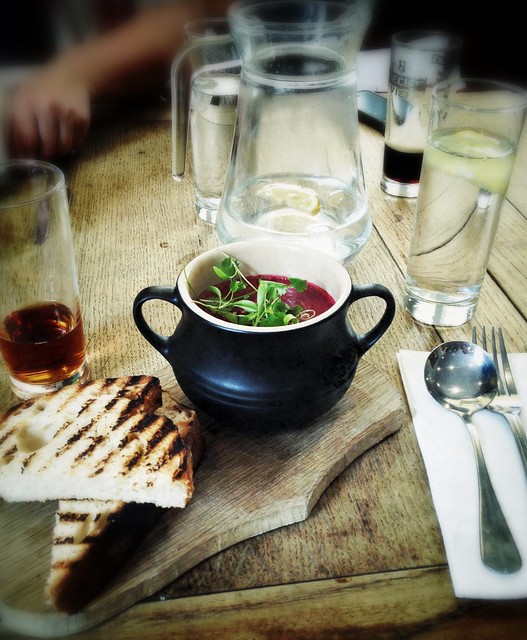 Curried beetroot soup, The Chequers, Bath