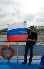Russian flag on the boat