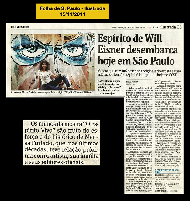 "O espírito de Will Eisner desembarca hoje em São Paulo" - Folha de São Paulo - 15/11/2011