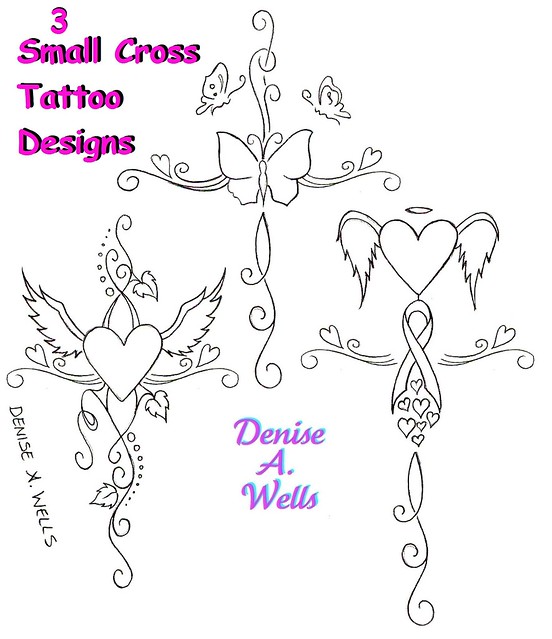 Small girly cross tattoo designs by Denise A Wells