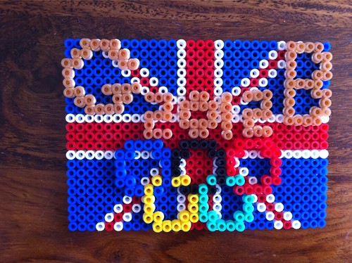 Union Jack Flag for Supporting Great Britain made in Hama Beads.