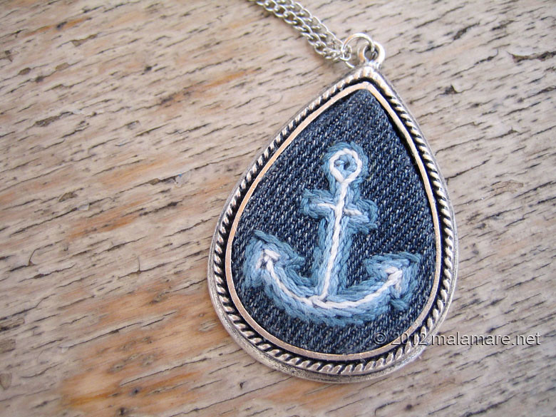 hand embroidered jeans necklaces anchor
