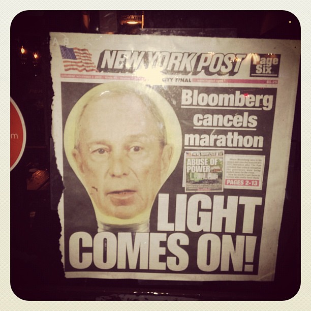NY Post "light comes on" cover displayed at Numero 28 restaurant in #eastvillage #nyc