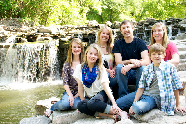 family photo at the waterfall