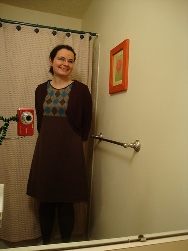 argyle concept dress done, with purchased cardigan