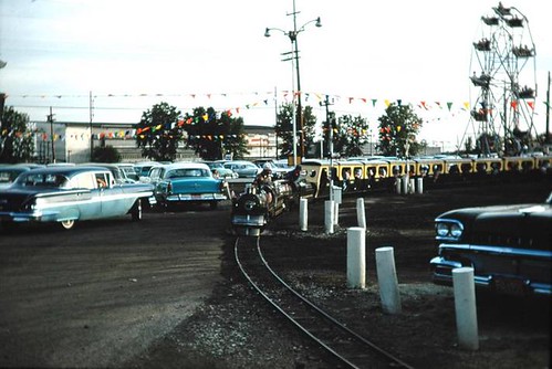 The Kiddieland Amusement Park train.  Melrose Park Illinois. 1961. by Eddie from Chicago