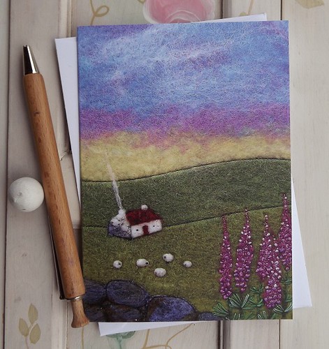 Lupin Cottage Printed Greetings Card