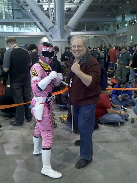 Kimberly er the Pink Power Ranger and I get ready for battle PAX